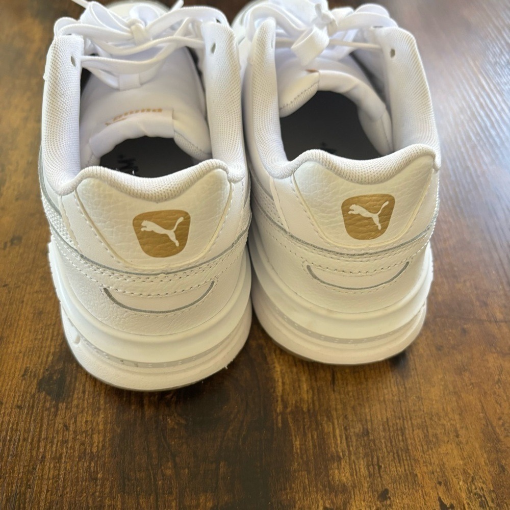 Puma Graviton Sneakers Size 10 White Gold Low Top Trainers 401102-03 - Picture 4 of 8